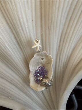 Rear View Mirror Charm Turtle Love with Starfish Accents